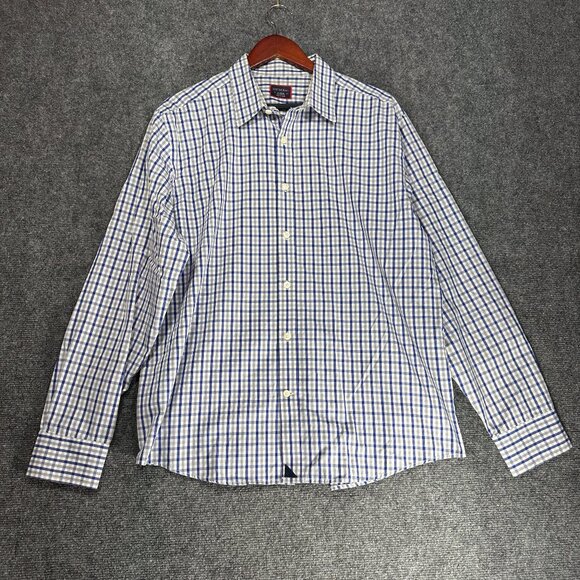 Untuckit Shirt Mens XL Blue Gray Plaid Cotton Button Up  Long Sleeve - Picture 1 of 9